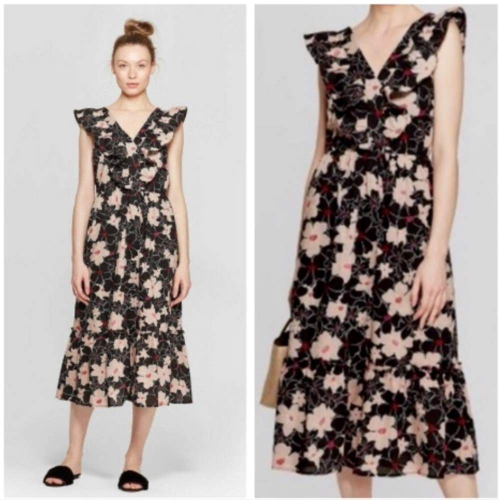 WHO WHAT WEAR womens floral summer dress size XS
